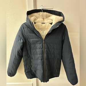 Abercrombie Kids Navy Puffer with Cream Lining